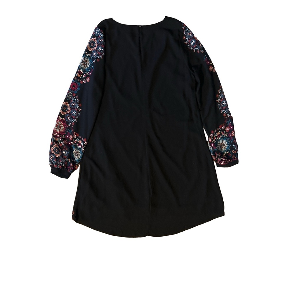 Fifth & Park Black Floral Long Sleeve Dress M - Picture 7 of 8